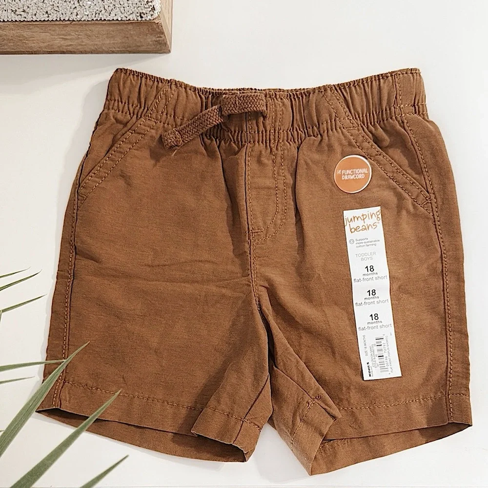 3/$15 🌸 Jumping Beans Flat Front Poplin Short Toddler Boys Canyon Sand Khaki